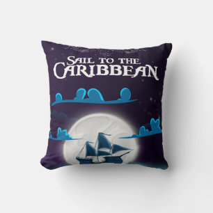 Caribische piratentekentravelprint. kussen