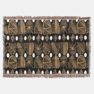 Caribische Tribal Mudcloth: Zwart, Wit, Goud Deken