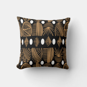 Caribische Tribal Mudcloth: Zwart, Wit, Goud Kussen
