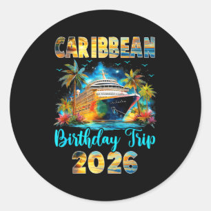 Caribische verjaardagsreis 2026 Familie verjaardag Ronde Sticker