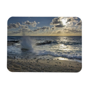 Caribische Zee, Kaaimaneilanden.  Brekende golven Magneet