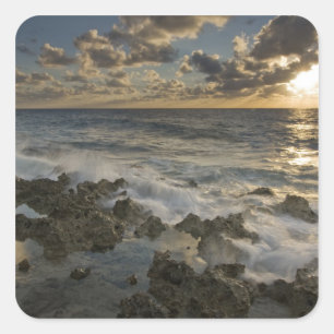 Caribische Zee, Kaaimaneilanden. Brekende golven Vierkante Sticker