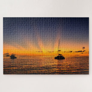 Caribische Zonsondergang Zeilboot Puzzel