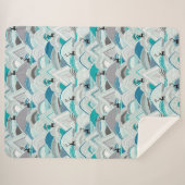 caribou bergt blauw sherpa deken (Voorkant (horizontaal))