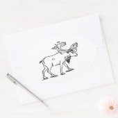 Caribou - Rendier Logo (lijnkunst) Ovale Sticker (Envelop)