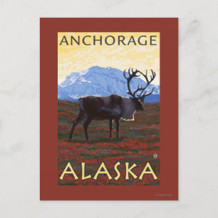 Caribou Scene - Anchorage, Alaska Briefkaart