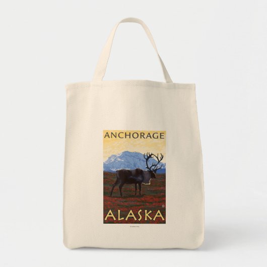 Caribou Scene - Anchorage, Alaska Tote Bag (Voorkant)