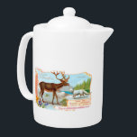 Caribou vintage (rennes) et renard arctique<br><div class="desc">La face avant d'un chromo (chromolithographe), une carte imprimée, incluse avec le chocolat Chocolaterie d'Aiguebelle avec un caribou, aka renne (Rangifer tarandus), et un renard arctique (Vulpes lagopus). Texte français : "Le Monde des Mammiferes", "Ordre des Ruminants 1. renne, Carnassiers 2. lstris (Ordre des Ruminants 1. rennes, Carnivores 2. rennes)...</div>