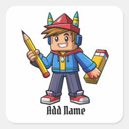 Caricatura moderna  con lapiz   vierkante sticker