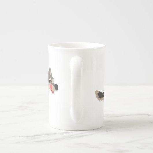 Caricature adorable Wolf Bone China Mug (Dos)