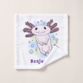 Caricature axolotl rose adorable (Gant de toilette)