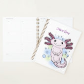 Caricature axolotl rose adorable (Devant avec enveloppe)