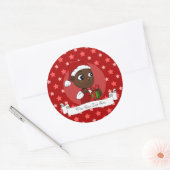 Caricature bébé de Noël classique rond autocollant (Enveloppe)