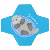 Caricature bleu loutre de mer joyeux (Plat)