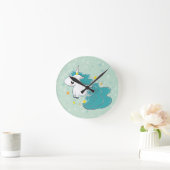 caricature bleue licorne avec horloge étoiles (Maison)