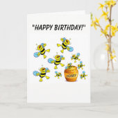 Caricature Bumble-Bee Carte Anniversaire (Fleur jaune)