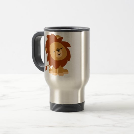 Caricature calme mignon Lion Commuter Mug (Devant gauche)