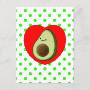 Caricature Cute Avocado Dans Carte Postale Coeur R