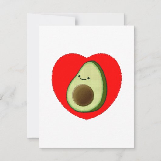 Caricature Cute Avocado Dans Carte Postale Coeur R (Devant)