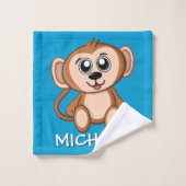 Caricature Cute Monkey Safari Nom de la jungle Ble (Gant de toilette)