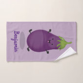 Caricature d'aubergine d'aubergine joliment heureu (Serviette à main)