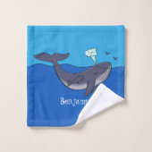 Caricature de baleine mignonne et de baleine de ve (Gant de toilette)