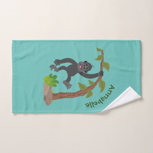 Caricature de bébé gorille joyeux (Serviette à main)