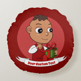 Caricature de bébé Noël mignonne Coussin rond