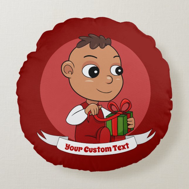 Caricature de bébé Noël mignonne Coussin rond (Devant)