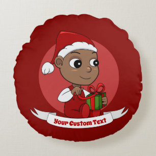 Caricature de bébé Noël mignonne Coussin rond