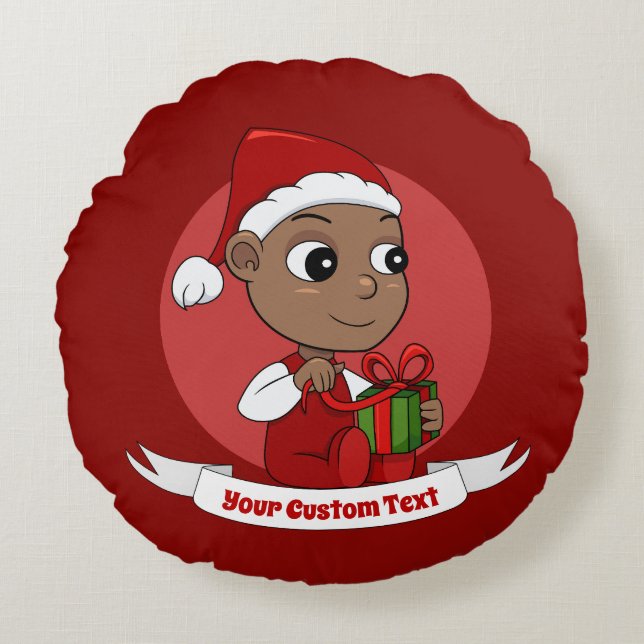 Caricature de bébé Noël mignonne Coussin rond (Devant)