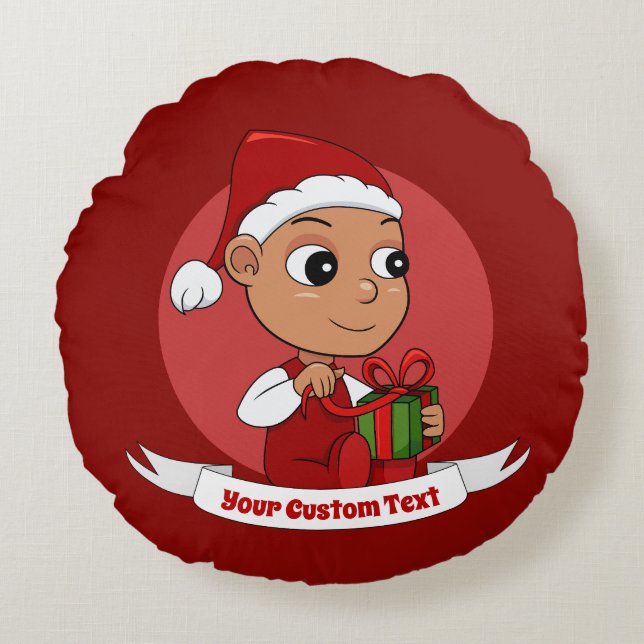 Caricature de bébé Noël mignonne Coussin rond (Devant)