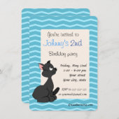 Caricature de chat noir invitations à imprimer (Devant / Derrière)