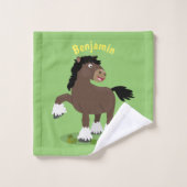 Caricature de cheval de trait de Cute Clydesdale (Gant de toilette)