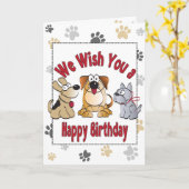 Caricature de chien Bonne carte d'anniversaire (Fleur jaune)