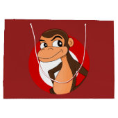 Caricature de chimpanzé grand sac cadeau (Dos)