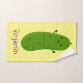 Caricature de cornichon joyeux (Serviette à main)