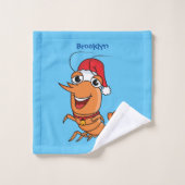 Caricature de crevettes de Noël joyeux (Gant de toilette)