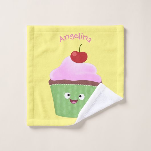 Caricature de cupcake joyeux (Gant de toilette)
