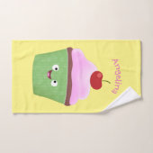 Caricature de cupcake joyeux (Serviette à main)