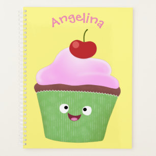 Caricature de cupcake joyeux