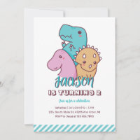 Caricature de Cute Dino Dinosaur Invitation d'anni