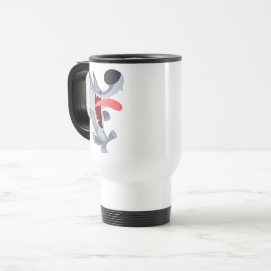 Caricature de danse mignonne Wolf Commuter Mug (Devant gauche)