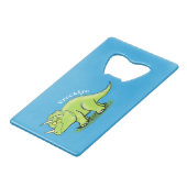 Caricature de dinosaure de triceratops vert mignon (Devant Angle)