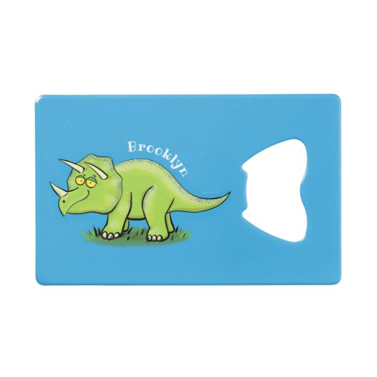 Caricature de dinosaure de triceratops vert mignon (Devant (Horizontal))