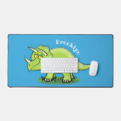 Caricature de dinosaure de triceratops vert mignon (Clavier et souris)