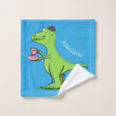 Caricature de dinosaure vert t rex (Gant de toilette)