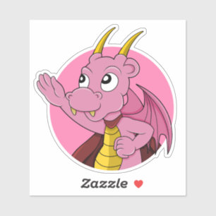 Caricature de dragon rose Custom-Cut Vinyl Sticker