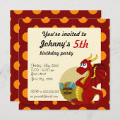 Caricature de dragon rouge invitations à imprimer (Devant / Derrière)