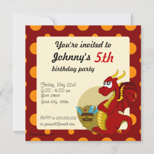 Caricature de dragon rouge invitations à imprimer